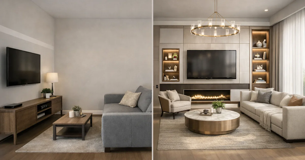 Modern living room AI interior design concept