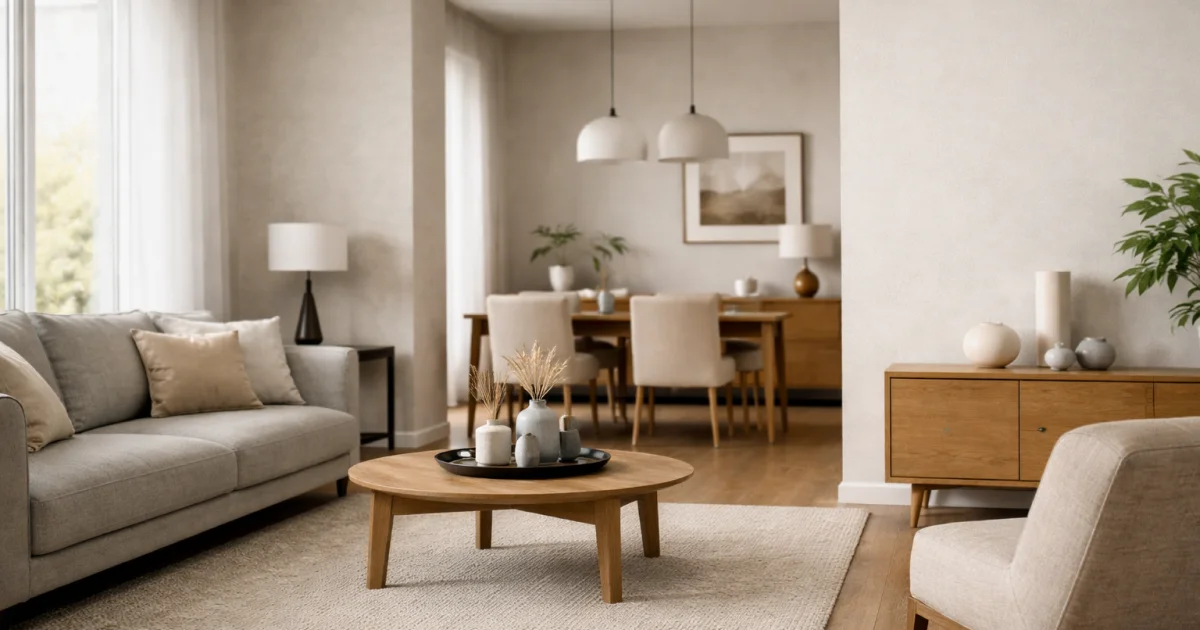 Contemporary interior setup with modern textures